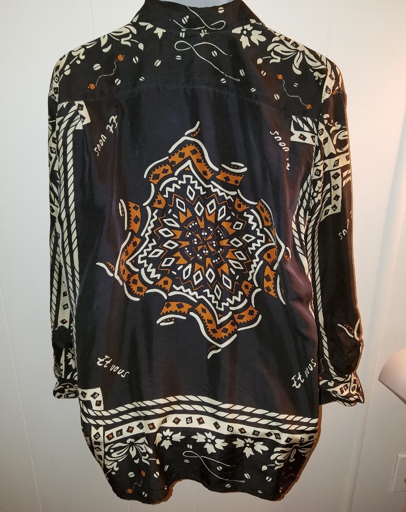 SOLD - Beautiful silk blouse in earth tones - Picture 3 of 6